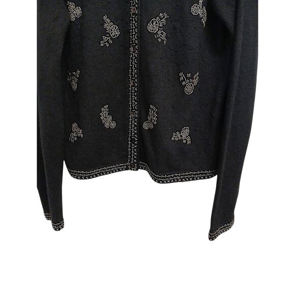 90’s Y2K Vintage Beaded Angora Blend Cardigan Sweater L Black Topper Long Sleeve - Picture 4 of 13
